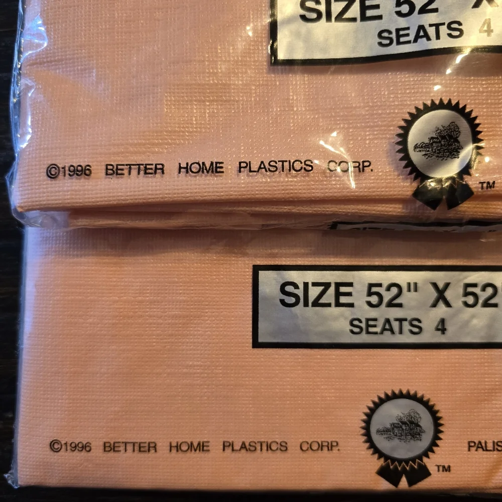 2 1996 flannel back Plastic tablecloth 52” x‎ 52‘’ Green Wipes Clean NIP Picnic